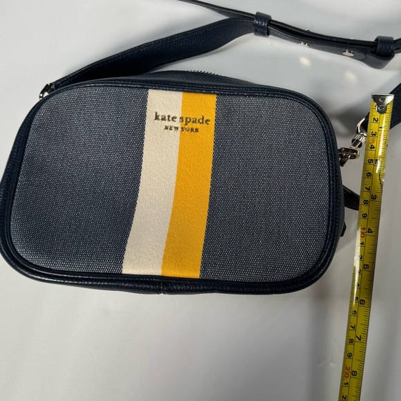 Kate Spade Astrid Striped Canvas and Leather Medium Crossbody Handbag - Picture 11 of 15